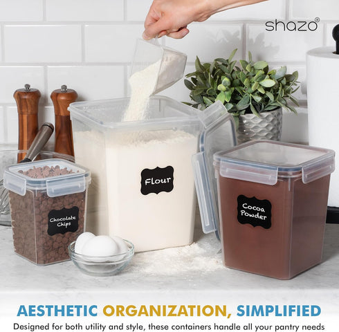 Set 3 (6L, 2.9L, 1.1L) Shazo Flour Sugar Storage Containers of Large Airtight Food Storage Containers with Lids