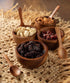 Set of 4 Small Round Acacia Wooden Bowls, 2¾ Inch with Spoons - Stackable Mixing Bowl Set