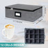 VERONLY Quilted Cup and Mug Storage Box, China Storage Containers with Zipper Lid and Handles, Holds 12 Coffee Mugs and Tea Cups, Hard Shell and Stackable for Dinnerware Storage, Transport (Dark Grey) by VERONLY