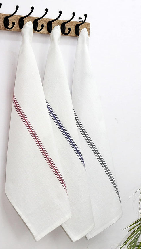 12 Pack Commercial 16x28-30 Cotton Craft - Scandia Stripe - Pure Cotton - Professional Restaurant Grade Kitchen Dish