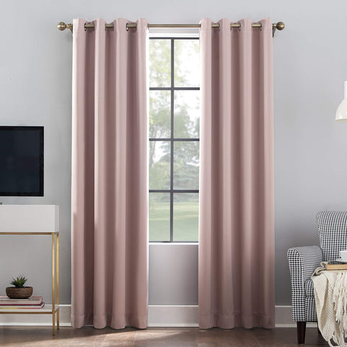 Sun Zero Nordic Theater Grade Extreme 100% Blackout Grommet Curtain Single Panel, 52" x 54", Blush Pink