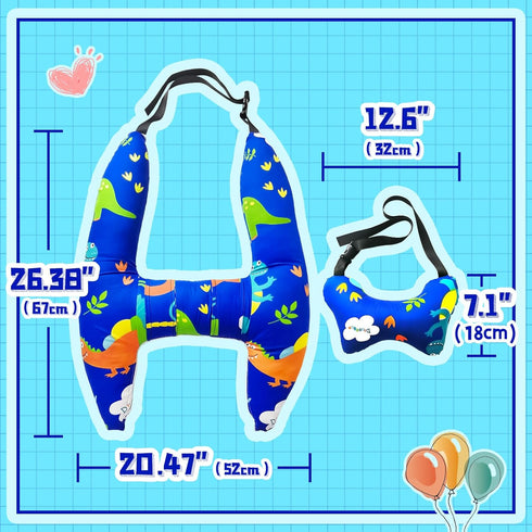 Ivtivfu H-Shape Car Seat Pillow for Kids (Blue Dinosaur), Kids Car Pillows for Sleeping, Child Car Sleeping Head