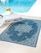 Unique Loom Outdoor Traditional Area Rug - Antique, 2' x 3' 1" Rectangle, Teal/Ivory Collection