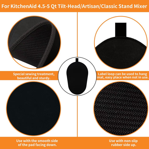 Sliding Mat for KitchenAid Mixer, 2 Grey Accessories, Mover Slider Pad for 5-8 Qt Bowl-Lift Stand Mixer