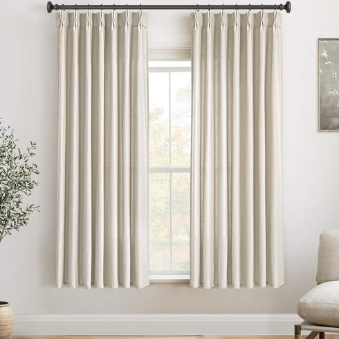 63 Inch Linen Curtains 2 Panel Set for Living Room Natural Beige