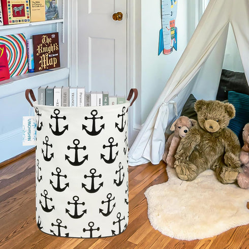 LANGYASHAN Laundry Basket Canvas Fabric Collapsible Organizer for Storage Bin Toy Bins Gift Baskets