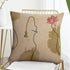 Chinoiserie Throw Pillow Cover, Lotus Ink Painting Flowers, Farmhouse Home Decor 18"x18"