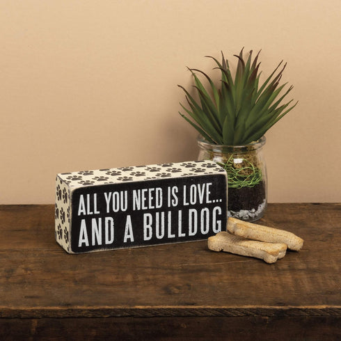 Box Sign, 2.5-Inch by 6-Inch, Bulldog, Primitives by Kathy