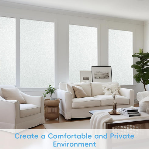 Qualsen Window Privacy Film - Frosted Glass Window Film Matte White Non-Adhesive Static Cling for Home Office
