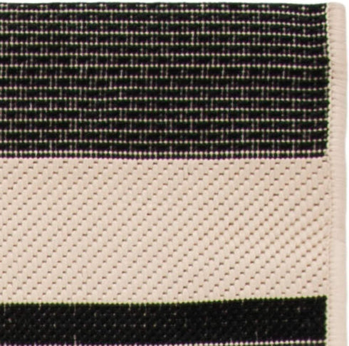 SAFAVIEH Courtyard Collection Accent Rug, 2' x 3'7", Black/Bone CY6062 Stripe, Indoor/Outdoor Rug