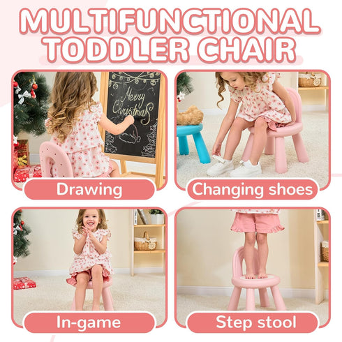 1-3, KidBloom Toddler Chair, Sturdy Anti-Tip Kids Chair, Lightweight Small Plastic Child Chair for Toddlers Rainbow