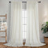 Back Tab Cream Linen Curtains 96 Inches Long 2 Panels Set for