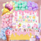Ice Cream Themed Birthday Party Decorations for Girls, Balloon Garland Arch Kit with Happy Birthday Backdrop.