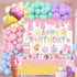 Ice Cream Themed Birthday Party Decorations for Girls, Balloon Garland Arch Kit with Happy Birthday Backdrop.