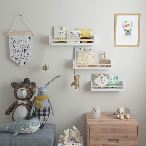 Set 3, Wallniture Utah Wall Mount Nursery Dcor Kids Bookshelf Floating Wall Shelves Book Photo Display Long Varying