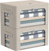 Clothes Storage Bins Box - Foldable Stackable Linen Fabric Organizer Set with Clear Window & Carry Handles - 2 Pack for