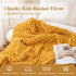50"x60" Bunnikins & Clover Mustard Yellow Throw Blanket for Couch, Chunky Knit Gold Blanket Throw with Chenille Yarn