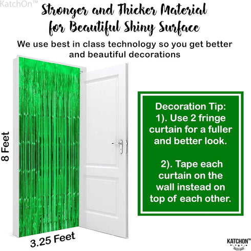 KatchOn Green Streamers, 3.2x8 Ft, Pack of 2, Backdrop for Jungle Party Decoration, Tropical Safari Decorations