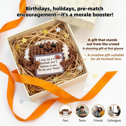 KATOCHUG Funny Crochet Football Gift for Football Dads and Moms, Emotional Support Mini Football Plush, Handmade