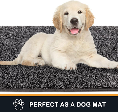 PURRUGS Non-Slip Dirt Trapper Door Mat 20" x 31.5", Machine Washable Entry Rug, Light Grey-Dark Grey