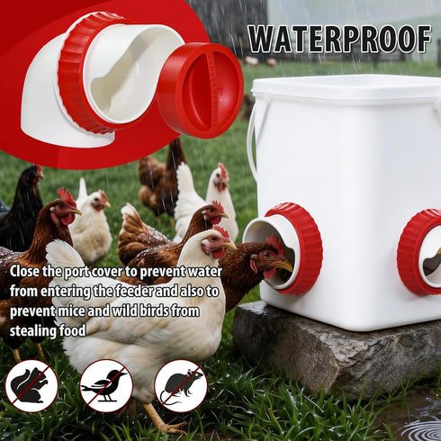 8PACK No Waste Chicken Feeder Ports - DIY Chicken Feeder Kit with Hole Saw - Chicken Feeder Cups