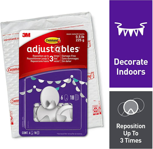 Command AD85SL-6NA Repositionable Silver Circle Hooks, 6 Hardware for Home Organization