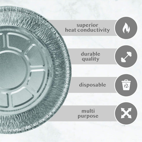 Plasticpro 6'' Inch Round Disposable Aluminum Cake Pans - Freezer & Oven Safe, Pack of 20 for Baking, Cooking, Storage