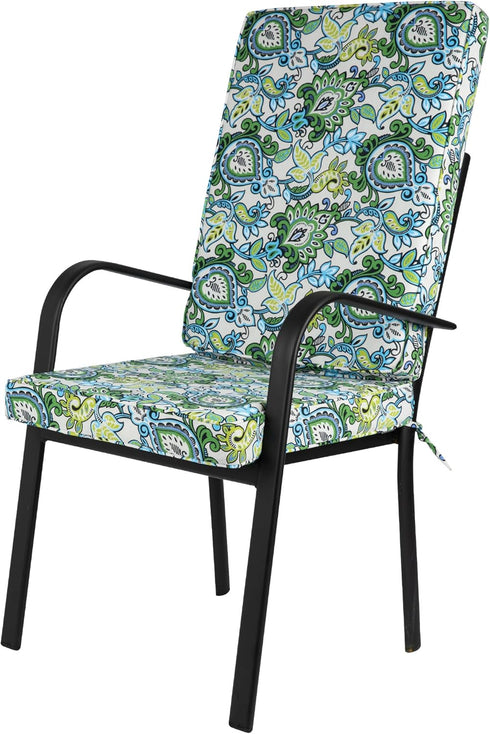 Magpie Fabrics Swimming 45"x20"x3", Outdoor/Indoor High Back Square Corner Chair Cushion with Handle & Ties, Waterproof