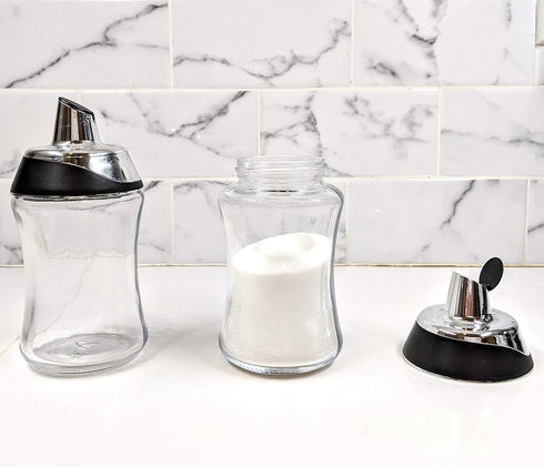 7.5oz J&M DESIGN Sugar Dispenser with Pour Spout Lid Sugar Container Shaker Coffee Bar Accessories Organizer Essentials