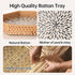 14.5"12.8") Hexagon Rattan Tray with Mother of Pearl Inlay, Rattan Serving Tray for Coffee, Bread, Fruits, Snacks
