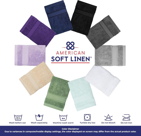 Sets, 4 600 100% 13x13 inches American Soft Linen Salem Washcloth Piece Luxury GSM Cotton Washcloths for Bathroom