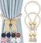 2 Pack Cotton Hand Woven Magnetic Curtain Tiebacks, Decorative Rope Holdbacks for Curtains Draperies, No Tools