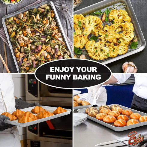 Small Baking Sheet Set of 2, CEKEE Stainless Steel Baking Pan Tray, Cookie Sheet, 9 x 7 x 1 Inch