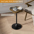 Aoligrace Small Side Table, Solid Wood End Table with Tempered Glass Top, Unique Drink Pedestal Table with Storage