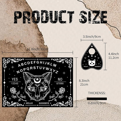 CREATCABIN Black Cat Wood Spirit Board Talking Boards Pendulum Board Wooden with Planchette Dowsing Divination Kit Spirit Hunt Metaphysical Message Decor Witch Stuff for Wicca 11.8x8.3 Inch