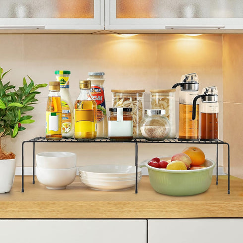 Ravinte Expandable Freezer Shelf Organizer, Rustproof Metal Wire Kitchen Cabinet Spice Rack for Countertop Storage