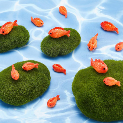 Yookeer Small Resin Red Goldfish Mini Goldfish Figurines Resin Red Fish Toy Set Sea Animals Toys Garden Accessories Miniature for Home Decor DIY Crafts Miniature Garden Accessories(36 Pieces)