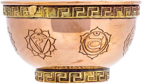 7 Chakras Copper Offering Bowl - Altar Use, Ritual Offerings, Home Decor, Meditation Accessories, Incense Holder