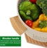 Metal Colander with Wood Handle, 5.5 Quart Powder Coated Steel Kitchen Strainer, Stable Base, Sand Yellow