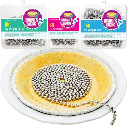 Stainless Steel Chain Pie Weights for Baking Supplies | Reusable, Easy to Clean, Oven Safe (6 feet)