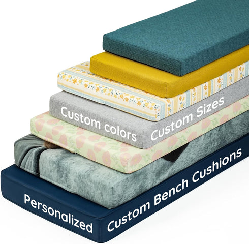 ROFIELTY Custom Bench Cushion for Indoor/Outdoor Furniture, Custom Sizes Waterproof Non-Slip High