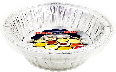 PACTOGO Disposable Aluminum 5 3/4" Meat Pot Pie Extra Deep Pan with Clear Dome Lid, Pack of 6