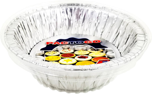 PACTOGO Disposable Aluminum 5 3/4" Meat Pot Pie Extra Deep Pan with Clear Dome Lid, Pack of 6