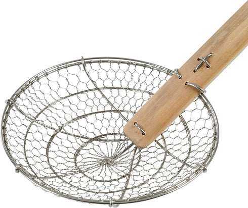 Joyce Chen Kitchen Spider Strainer, Stainless Steel 5-Inch Wire Basket with Bamboo Handle