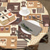Granbey 60 Inch Classic Coffee Themed Table Cloth - Mocha Latte Milk Round Tablecloth Beige Brown Table Cover