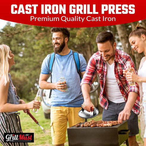 Set: 7 Set Grill Burger Press Premium Bacon Press Meat Press Cast Iron for Perfectly Griddle Seared Bacon | Burger