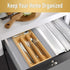 Bamboo Silverware Organizer, Kitchen Drawer Utensil Holder, Natural 4 Slots Flatware Organizer Tray