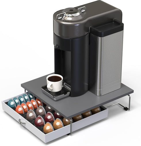 DecoBrothers Supreme Vertuoline Drawer, Holds 30 Big or 60 Small Vertuoline Pods, Grey