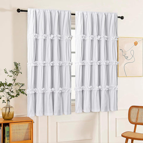 Homechoice Decor 42" 63" 3 (LQ-30) Thermal Insulated Blackout Window Curtains, W x L (Pair), Boho Ruched Window