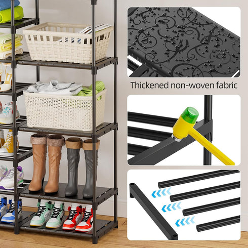 12 34-50 Closet, Ekisemio Tier Shoe Rack Tall, Shoe Rack Organizer, Large Capacity Holds Pairs, Boot Rack Organizer